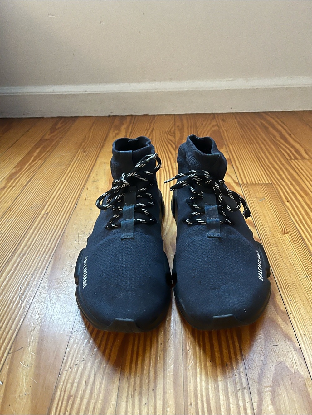 Balenciaga Men’s Speed 2.0 Lace Up Sneakers Rare Navy/Black Size 12/45